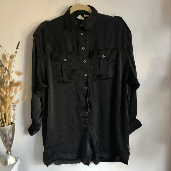 🆑 [4/$20] Liz Claiborne Vintage Satin Button-up Romper Jumper - Picture 1 of 7